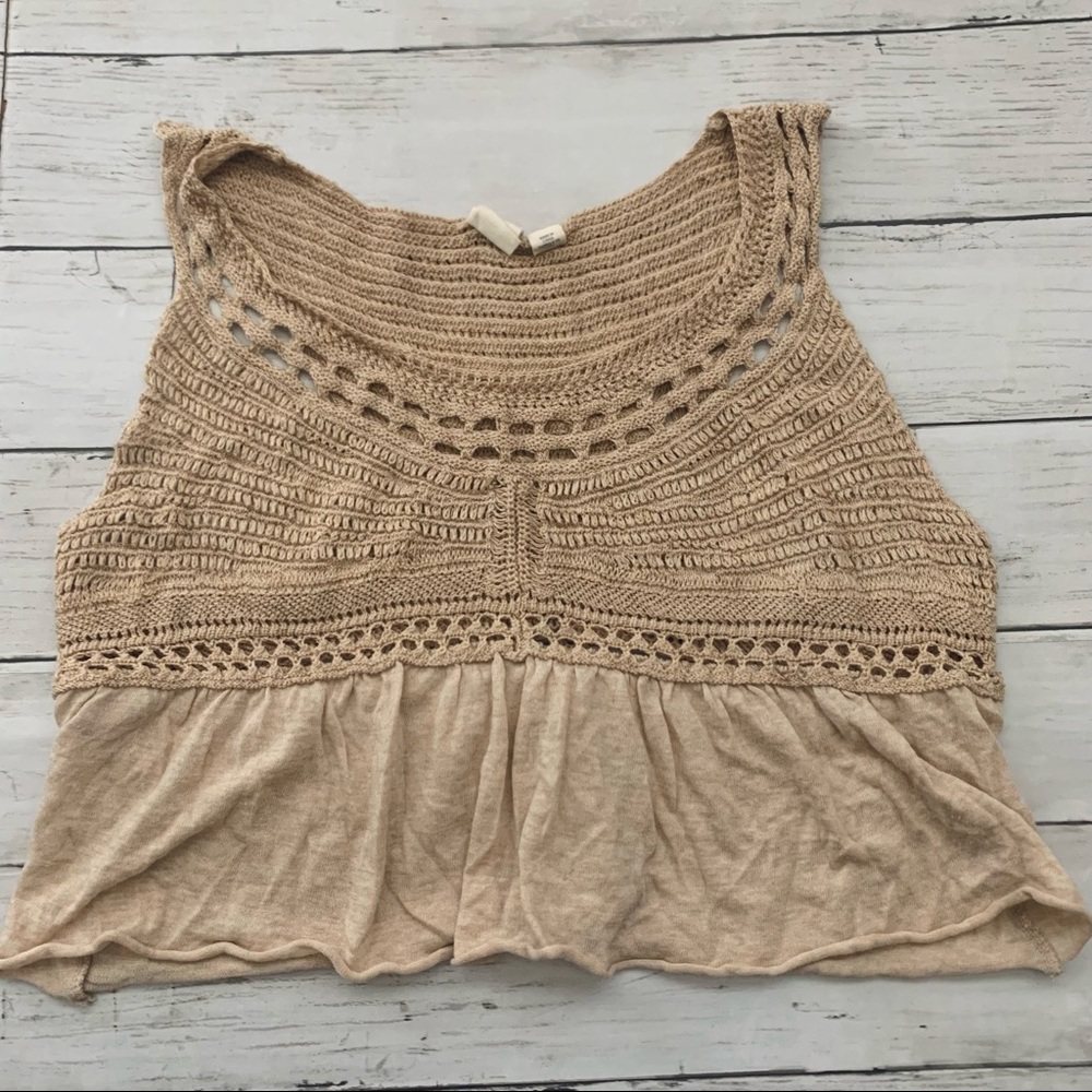 Anthropologie Crochet knit boho bohemian crop top